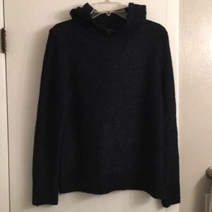 Merino-Blend Cropped Sweater Hoodie